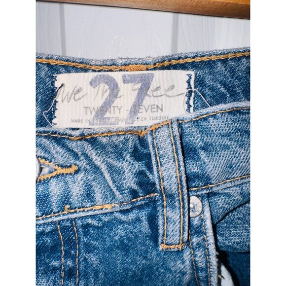 We The Free People Wide Leg Baggy Distressed Flare Jeans Sz 27 Boho Hippie 70s - Picture 9 of 10